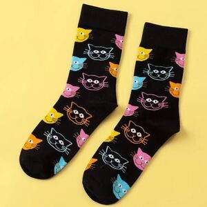 Womens Colorful Cat Pattern Socks